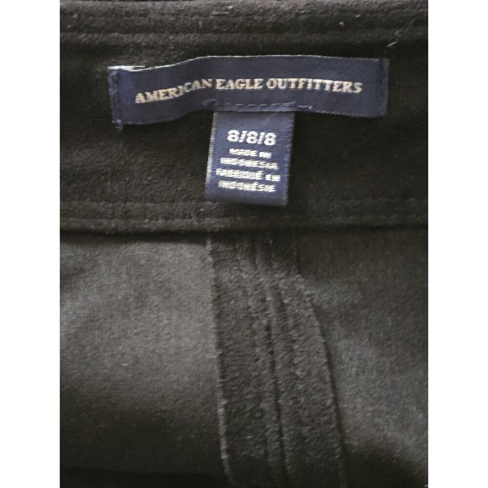 AMERICAN EAGLE OUTFITTERS Snap-Front A-Line black Suede Skirt Women's Size 8 - Picture 6 of 6